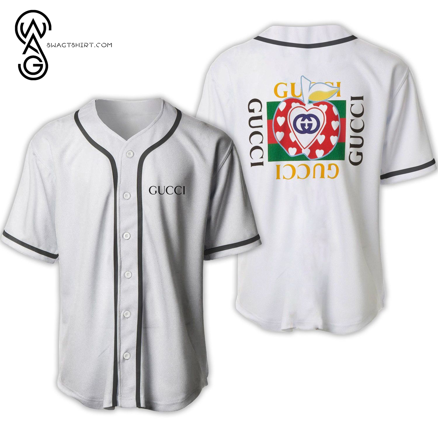 Gucci Classic Logo Apple Version Full Print Baseball Jersey