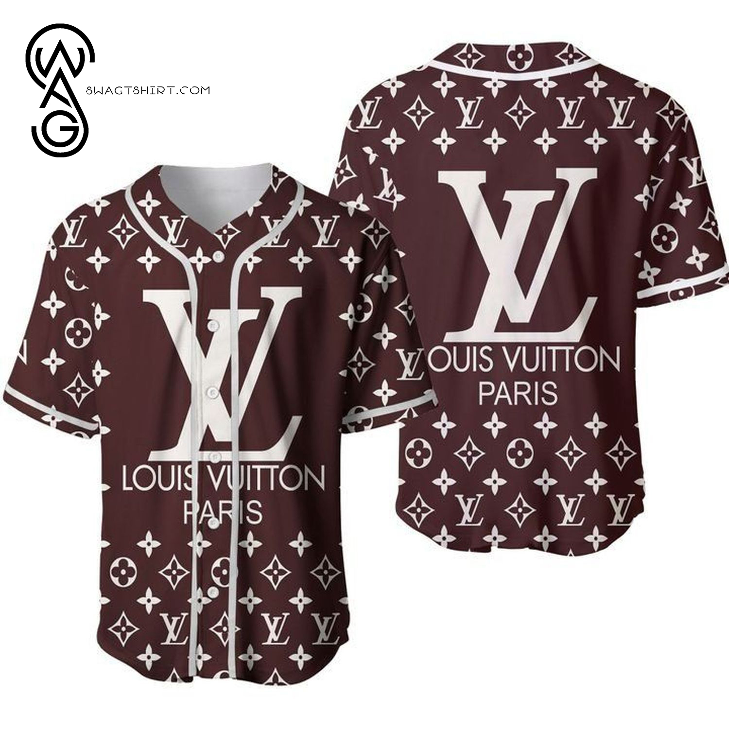 Louis Vuitton Paris Monogram All Over Printed Baseball Jersey